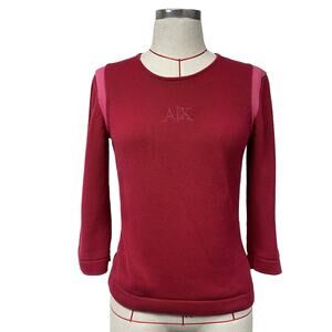 Vintage Armani Exchange Womens Size M Pullover Embroidered Logo Knit Sweater